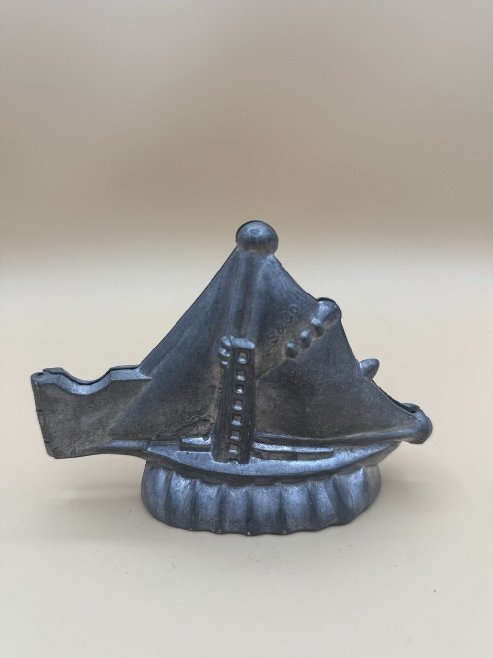 Antique 1899 S&Co Sailboat Chocolate Mold #553, Rare Victorian Confectionery